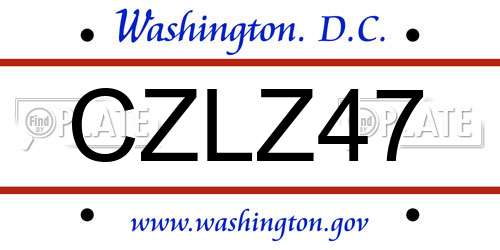 CZLZ47 District Of Columbia License Plate