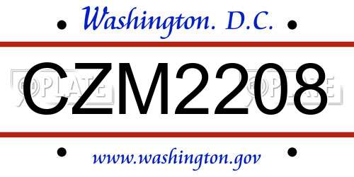 CZM2208 District Of Columbia License Plate