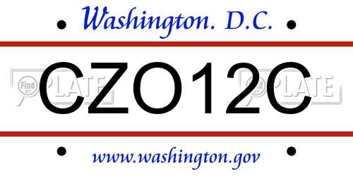 CZO12C District Of Columbia License Plate