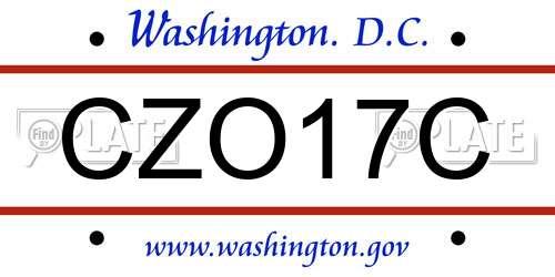 CZO17C District Of Columbia License Plate