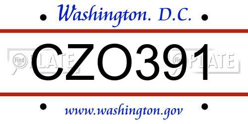 CZO391 District Of Columbia License Plate