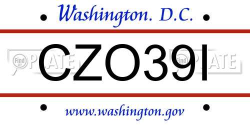 CZO39I District Of Columbia License Plate