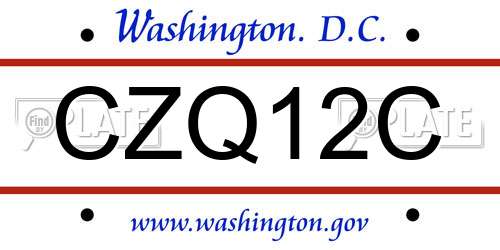 CZQ12C District Of Columbia License Plate