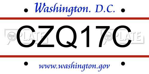 CZQ17C District Of Columbia License Plate