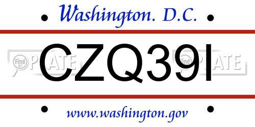 CZQ39I District Of Columbia License Plate