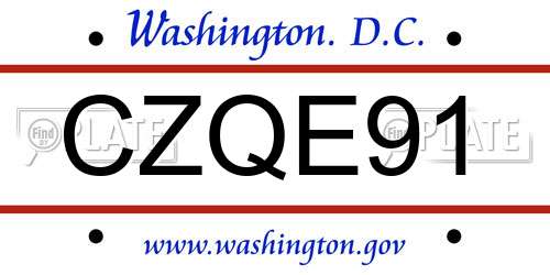 CZQE91 District Of Columbia License Plate