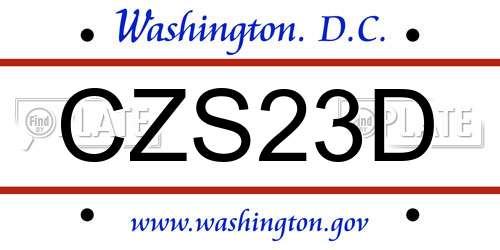 CZS23D District Of Columbia License Plate