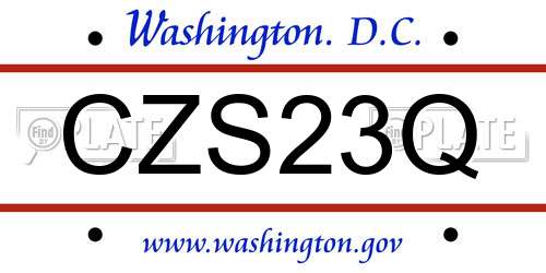 CZS23Q District Of Columbia License Plate