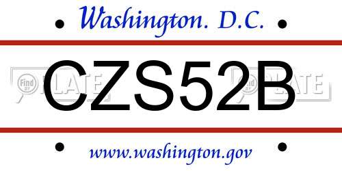 CZS52B District Of Columbia License Plate