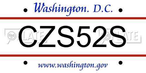 CZS52S District Of Columbia License Plate