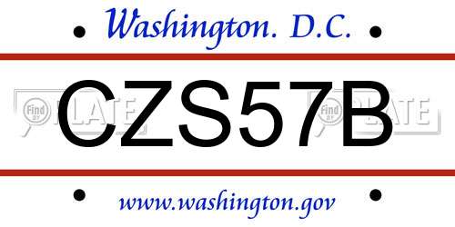 CZS57B District Of Columbia License Plate