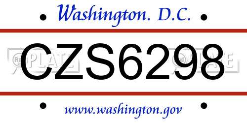 CZS6298 District Of Columbia License Plate
