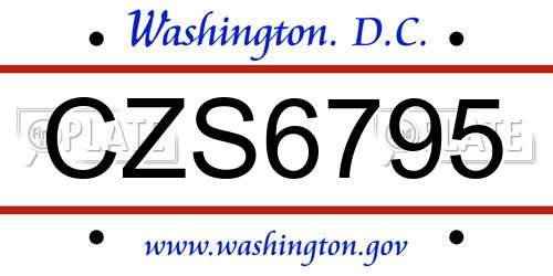 CZS6795 District Of Columbia License Plate
