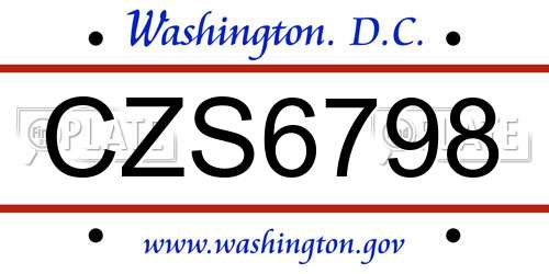 CZS6798 District Of Columbia License Plate