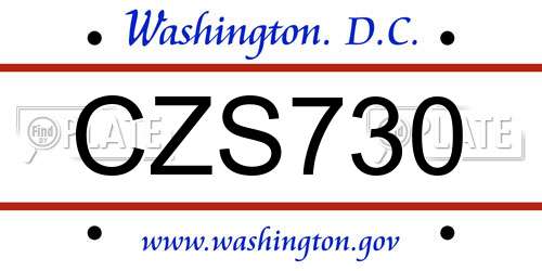 CZS730 District Of Columbia License Plate
