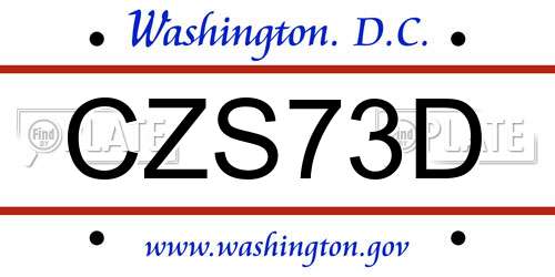 CZS73D District Of Columbia License Plate