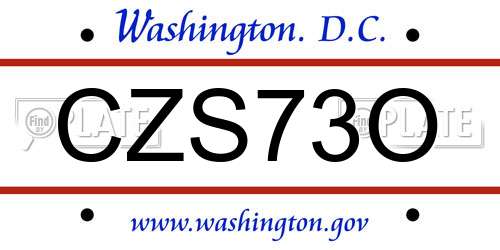 CZS73O District Of Columbia License Plate