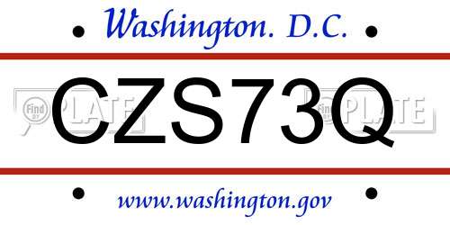 CZS73Q District Of Columbia License Plate