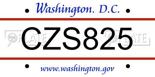 CZS825 District Of Columbia License Plate