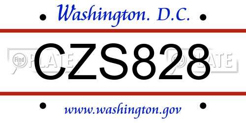 CZS828 District Of Columbia License Plate