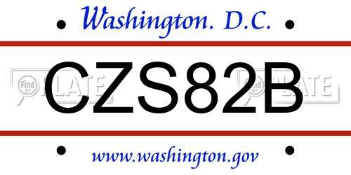 CZS82B District Of Columbia License Plate
