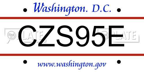 CZS95E District Of Columbia License Plate