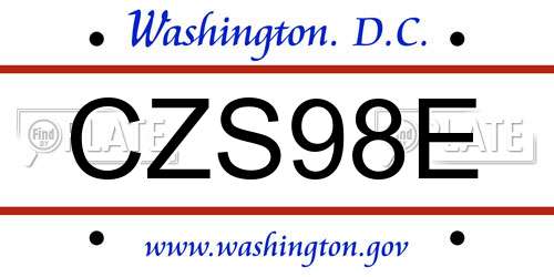 CZS98E District Of Columbia License Plate