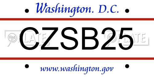CZSB25 District Of Columbia License Plate