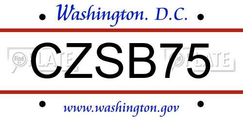 CZSB75 District Of Columbia License Plate
