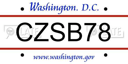 CZSB78 District Of Columbia License Plate