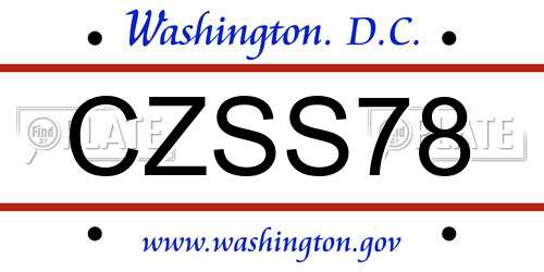 CZSS78 District Of Columbia License Plate