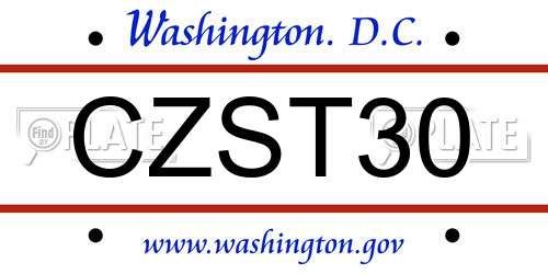 CZST30 District Of Columbia License Plate