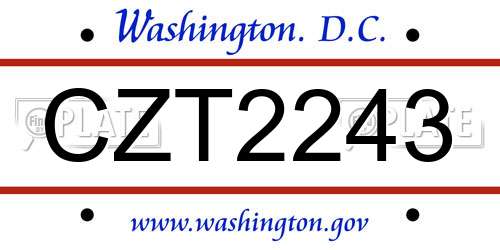 CZT2243 District Of Columbia License Plate