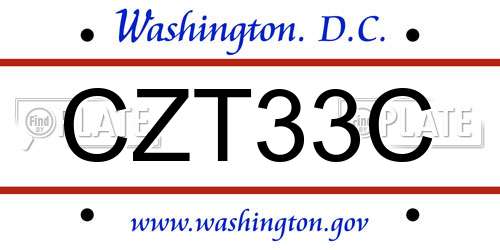 CZT33C District Of Columbia License Plate