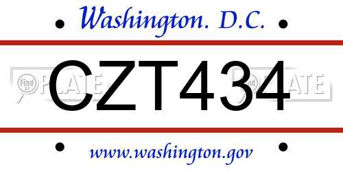 CZT434 District Of Columbia License Plate