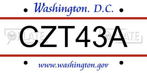 CZT43A District Of Columbia License Plate