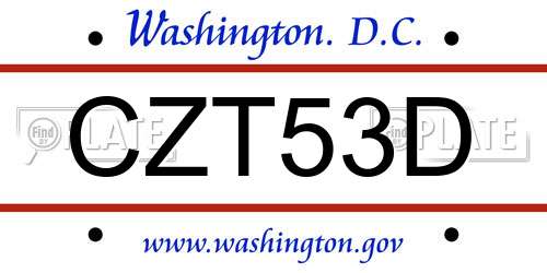 CZT53D District Of Columbia License Plate