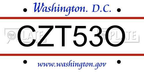 CZT53O District Of Columbia License Plate
