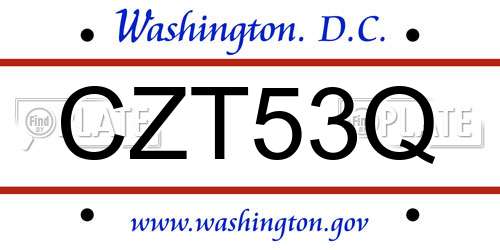 CZT53Q District Of Columbia License Plate