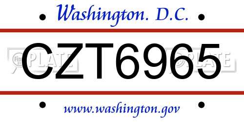 CZT6965 District Of Columbia License Plate