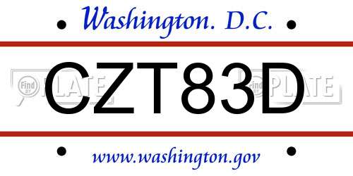 CZT83D District Of Columbia License Plate