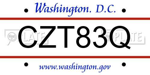 CZT83Q District Of Columbia License Plate