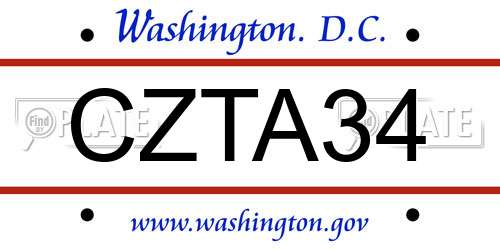 CZTA34 District Of Columbia License Plate