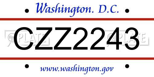 CZZ2243 District Of Columbia License Plate
