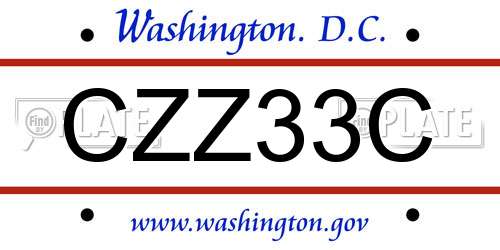 CZZ33C District Of Columbia License Plate