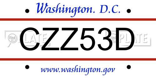CZZ53D District Of Columbia License Plate