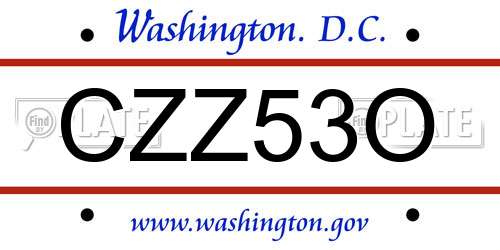 CZZ53O District Of Columbia License Plate