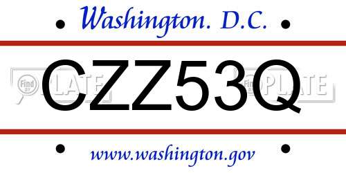 CZZ53Q District Of Columbia License Plate
