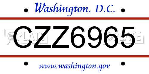 CZZ6965 District Of Columbia License Plate