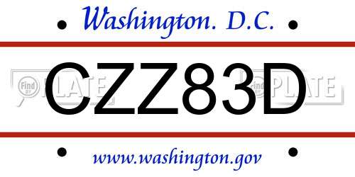 CZZ83D District Of Columbia License Plate